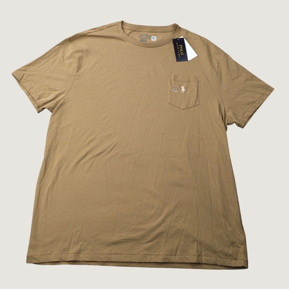 Polo Ralph Lauren Pocket T-Shirt Classic Fit XL Tan Brown Cotton NEW